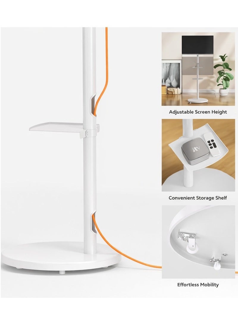 BEETEC Mobile Monitor Stand for 14"–40" Screens, VESA 200x200mm, 12kg Load Capacity, Adjustable Height, Tilt, Swivel & Rotation, with Wheels and Storage Tray, White | TF-FMS801W - Image 3